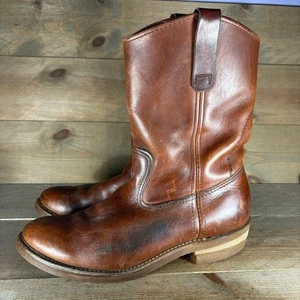 vintage red wing pecos mens size 9 shoes brown leather pull on work boots - Picture 1 of 10