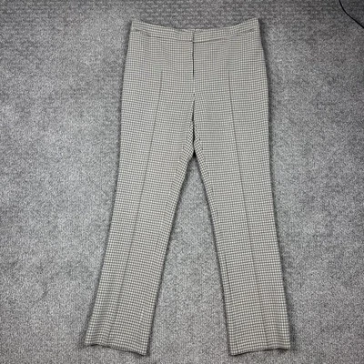 Akris Punto Pants Womens US 16 UK 20 Cream Black Plaid Claire Straight Pockets - Image 1 of 4