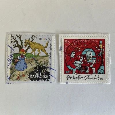 2 Germany stamps~2016-2019~Semi-postal~fairy tales~Red Riding Hood~Brave tailor - Image 1 of 3