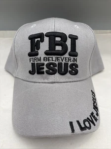 FBI Firm Believer In Jesus Strapback Hat Gray One Size I Love Jesus - Picture 1 of 4
