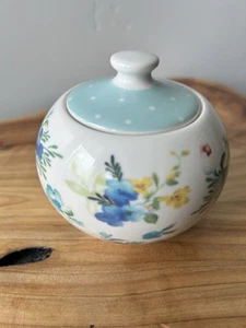 Sugar Bowl Grace Teaware Porcelain Floral Polka Dot Lid Shabby Chic Cottagecore - Picture 1 of 9