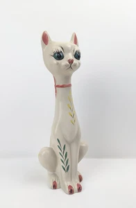 Vintage handbemalte Keramik Langhals Kitsch Retro Katze Figur groß H: 36 cm - Bild 1 von 13