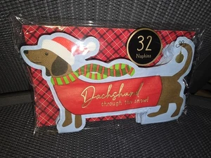 32 Stück Servietten Dackel durch den Schnee Weihnachten Urlaub Motto Party - Bild 1 von 4