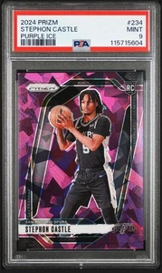 2024 Panini Prizm Stephon Castle #234 Purple Ice /149 PSA 9 San Antonio Spurs - Bild 1 von 3