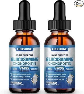 Paquete de 2 gotas líquidas de glucosamina condroitina MSM - Soporte articular extra fuerte S Foto 1 de 4