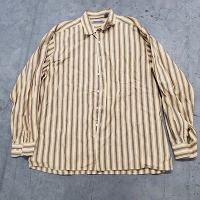 Martin Gordon Mens XL 100% Cotton Striped Button-Up Shirt One Left Sie Pocket - Image 1 of 4