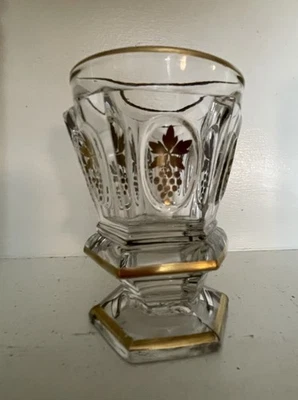 Vaso de vaso checo Moser bohemio antiguo dorado copa de vino de colección Foto 1 de 4