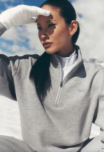 ALO Accolade 1/4 Zip Pullover Athletic Heather Grey YOGA - Picture 1 of 5