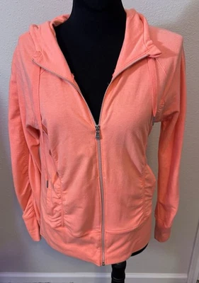Champion Elite L Women’s Coral Full Zip Hoodie Jacket Stretch Lightweight Lg SLV - Image 1 of 4