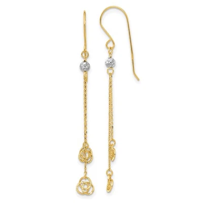 14k Two-Tone Gold 54mm Diamond-cut Love Knot Dangle Shepherd Hook Earrings - Image 1 of 4
