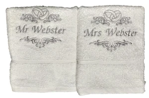Personalisiertes 2 teiliges Baumwoll Handtuch Set 2 Hände Jahrestag Hochzeit - Bild 1 von 1