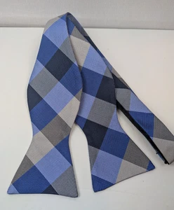 Broletto Fliege blau grau kariert verstellbar 100% Seide nur chemische Reinigung - Bild 1 von 5