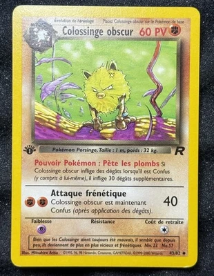 Colossinge Obscur 43/82  FRENCH 1st Edition Team Rocket 2000 Pokemon Card - Image 1 of 2
