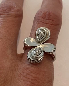 Sterlingsilber Modernist Kreuz poliert strukturiert Statement Ring Größe 7 D83 - Bild 1 von 12