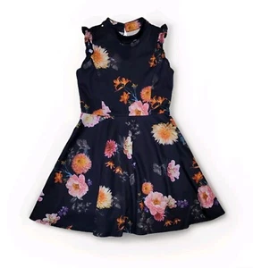 Ava & Yelly Girl's Navy Blue Floral A-Line Dress Size 14 - Picture 1 of 6