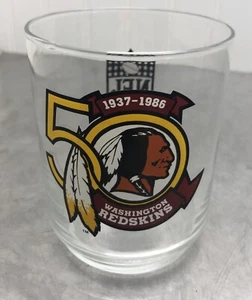VTG - Washington Redskins 50th Anniversary 1937-1986 NFL Drinking Glass Cup EUC - Picture 1 of 4