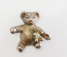 Vintage teddy bear mother with child toy fun vintage sterling silver pin brooch