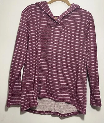 SBJ St. John's Bay Active Mujer Granate Rayas Pullover Sudadera con Capucha Talla XL Foto 1 de 4