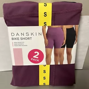 Danskin Women's bike shorts 2-pack black/vintage plum, size Small- NWT - Picture 1 of 4