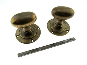 Pair of Victorian Reclaimed Antique Oval Bronze Door Knobs. - Picture 1 of 11