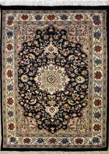 Rugstc 2.5x4 Senneh Pak Persian Black Area Rug, Hand-Knotted,Floral with Wool - Picture 1 of 5