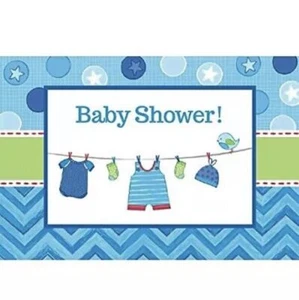 Shower Love Boy Chevron Polka Dot Baby Shower 8 Party Invitations w/Envelopes - Picture 1 of 3