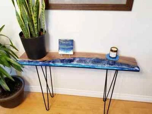 Custom Epoxy resin console Table, Entry Way Table, Custom order, Handmade Table, - Picture 1 of 12