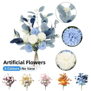 High End Artificial Eucalyptus Leaves Chrysanthemum Bouquet Home Decor Flowers - Picture 1 of 30