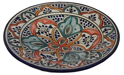 Moroccan Ceramic Plate Salad Pasta Bowl Serving Handmade Wall Hanging 10" Medium - Image 1 of 4
