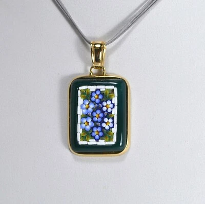 TAGLIAMONTE CIONDOLO  ARGENTO 925 MICROMOSAICO SU AGATA VERDE            TGN 960 - Immagine 1 di 3