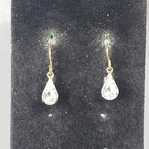 Dangle Teardrop Earrings Silver Tone Beaded Retro Modernist Boho Pierced 1" - Picture 1 of 9