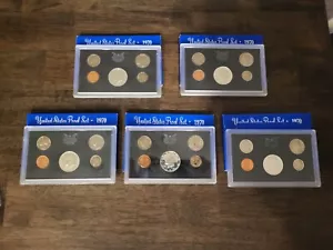 LOT of 5 - 1970 S US Mint 5 coin proof sets 40% silver Kennedy half dollar BU - Picture 1 of 5