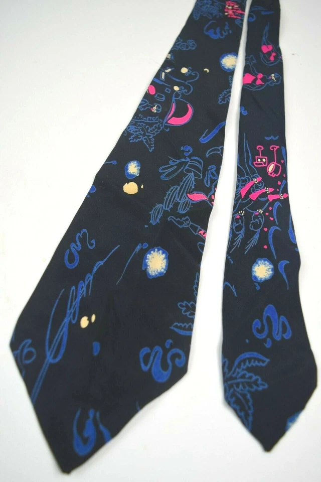 Галстук винтажный 40-е 50-е Cardinal NY живописный горизонтальный галстук 52,5 дюйма x 3,75 дюйма - Изображение 1 из 4