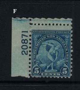 1932 Olympic Games 5c blue Sc 719 plate number single MNH, Hebert CV $10 (F - Picture 1 of 1