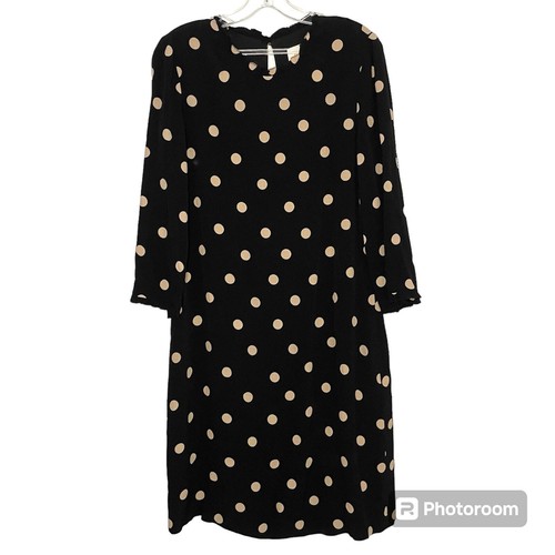 Abito da donna nero Kate Spade New York taglia 14 a pois a turni lunghezza ginocchio