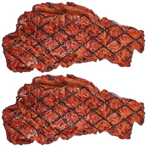 2PCS Play Food Artificial Fake Steak Prop Food Simulation Steak Realistic Coo... - Picture 1 of 9
