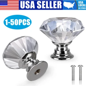 Lot Crystal Glass Knobs Drawer Pulls Kitchen Bathroom Cabinet Dresser Pulls 30mm - Picture 1 of 7