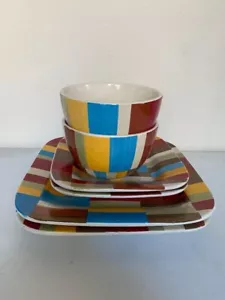 Sechsteiliges Home "American Simplicity Stripes" Gedeck Teller Schale Steinzeug - Bild 1 von 7