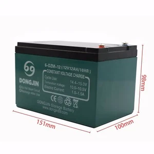 12V 12AH 6-DZM-12 Battery for Electric Scooters Golf Cart E-bike Quads Push Bike - Picture 1 of 8