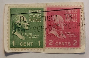 US-Briefmarke ~ G. Washington 1¢ grün/J. Adams 2¢ rot ~ um 1930 - 030 - Bild 1 von 6