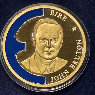 Europa 1998 Ireland John Bruton Gold Plated Cu Proof Enamel Medal w/CoA - Image 1 of 4