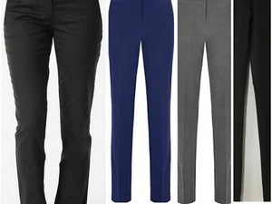 Pantaloni divisa scuola bambino ragazza donna slim fit facile ferro fondo pull up - Foto 1 di 4
