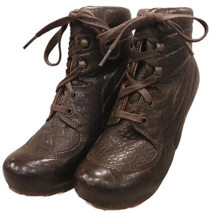 Chie Mihara Keiti Dark Brown Leather Womens 38 Lace Up Ankle Boots Made in Spain - Picture 1 of 17