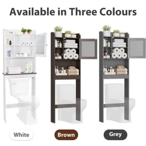 Over The Toilet Bath Storage Shelf Cabinet Bathroom w/Adjustable Shelf 3 Colors - Picture 1 of 37