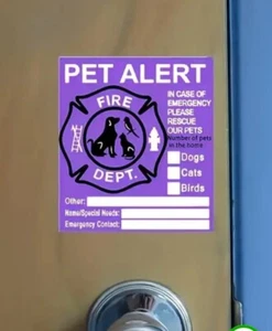 10 PACK Purple Pets Inside Alert 4" Rescue Emergency Fire Window Stickers Decals - Picture 1 of 3