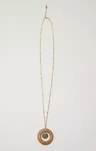 Collar sin marca 32" longitud ópera circular madera oro colgante joyería de moda - Imagen 1 de 5