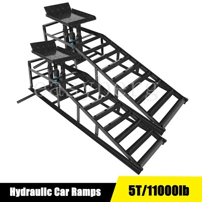 2 Pcs Heavy Duty Auto Car Truck Service Ramps Lifts Hydraulic Lift 5 ton jack - Image 1 of 4