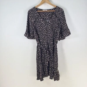 Just jeans womens dress size 16 fit flare black speckled short sleeve 108979 - Picture 1 of 10