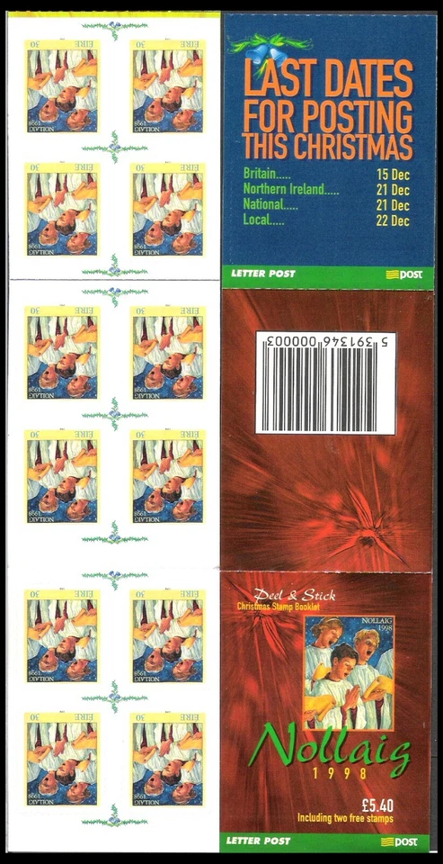 EIRE / IRELAND 1998 £5.40 NOLLAIG S/A CHRISTMAS STAMP BOOKLET (M/VF) - Image 1 of 1