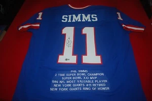 PHIL SIMMS New York Giants Signed STAT JERSEY  BECKETT COA  2W949675 - Picture 1 of 4